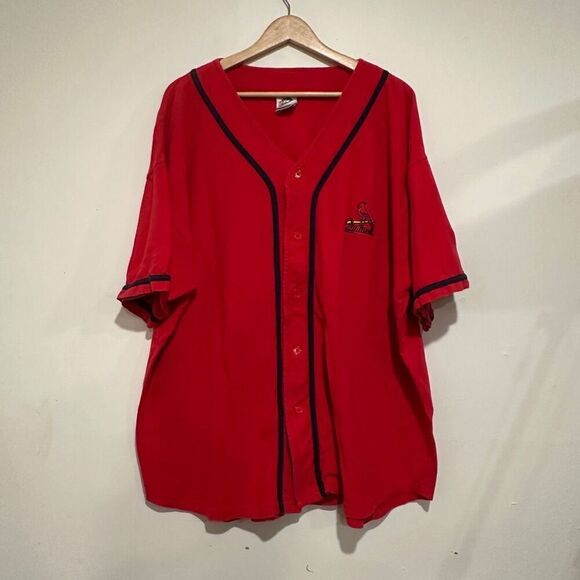 Vintage St. Louis Cardinals Button Down Jersey Shirt Hank Aaron Original Sz 2XL - Picture 1 of 5